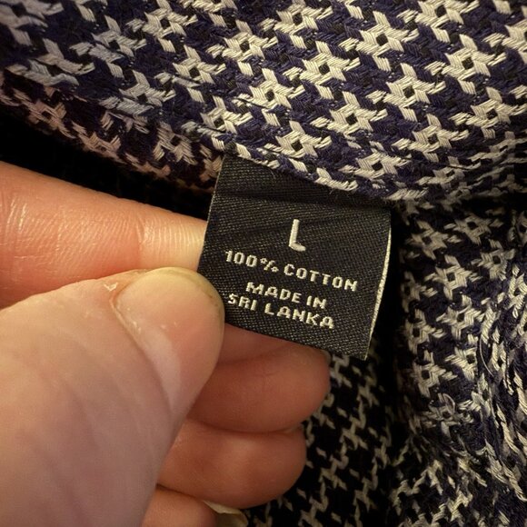 Hart Schaffner Marx Shirt Mens Large Blue Hounstooth Cotton Button Up Dress - Picture 7 of 7